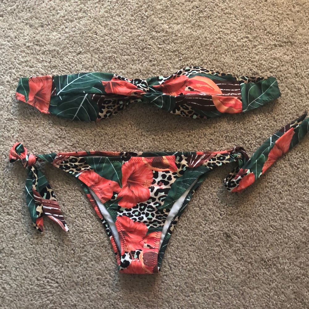 Floral animal print bikini